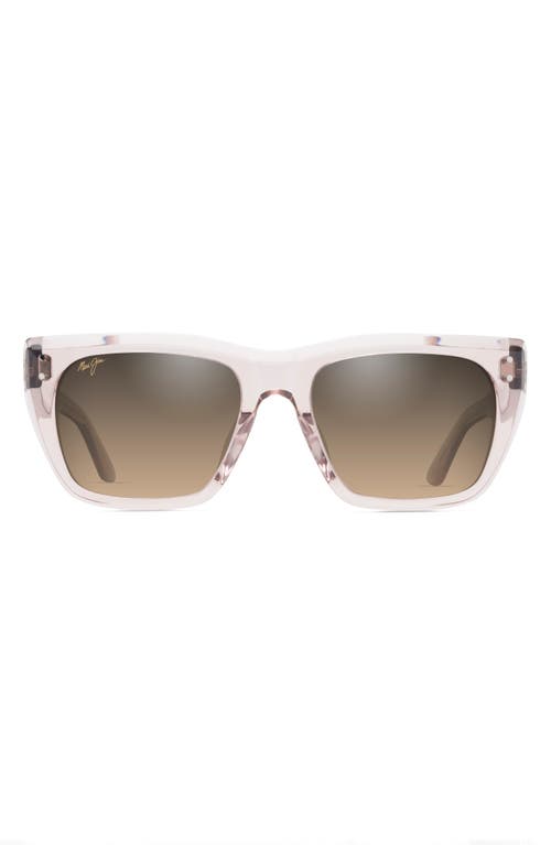 Maui Jim Aloha Lane 56mm Gradient PolarizedPlus2 Square Sunglasses in Transparent Pink at Nordstrom