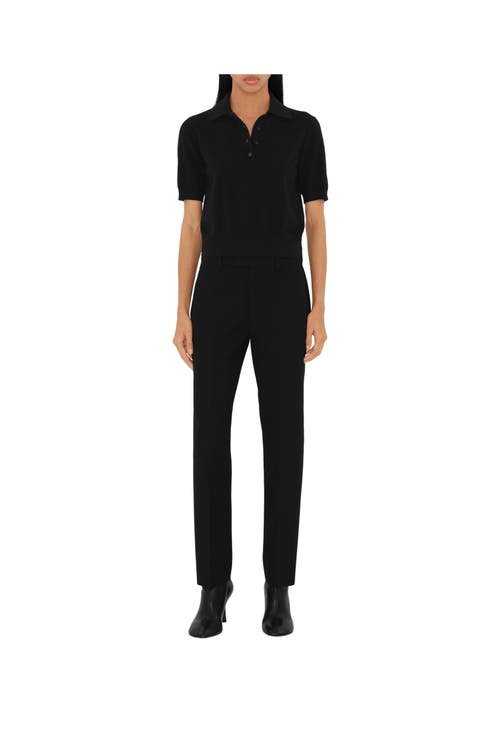 Shop Burberry Cotton Blend Polo Shirt In Black