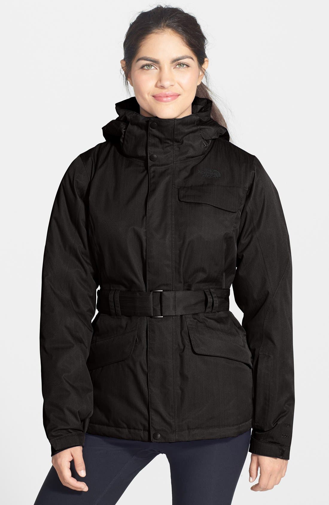 north face parka with belt