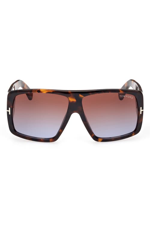 TOM FORD Raven 60mm Square Sunglasses in Havana/other /Gradient Brown at Nordstrom