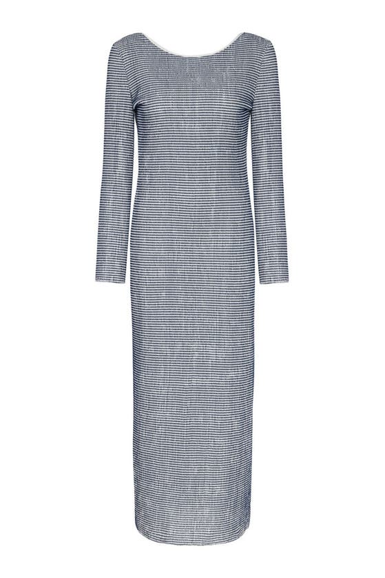 Shop Nocturne Striped Dress With Low Back In Grey