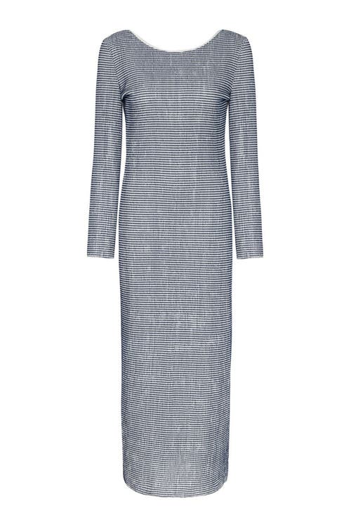 Nocturne Striped Dress with Low Back in Grey at Nordstrom