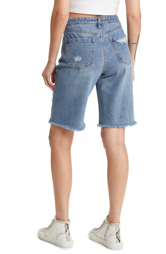 Shop Ptcl Ripped High Waist Cutoff Denim Shorts In Indigo