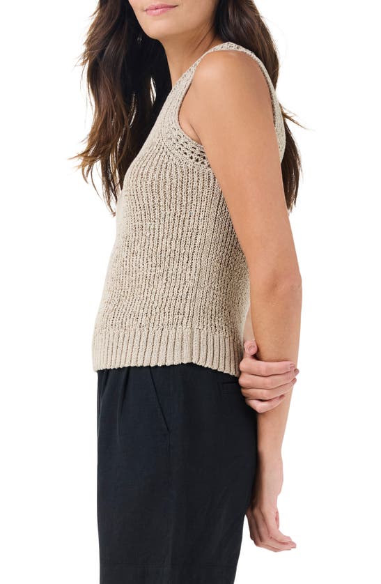 Shop Nic + Zoe Nic+zoe Openwork Sweater Tank In Brown Rice