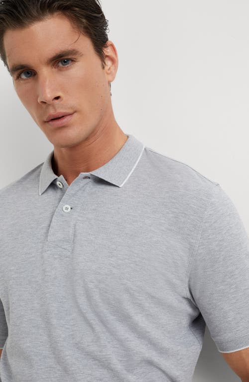 Shop Brunello Cucinelli Piqué Polo Shirt In Grey