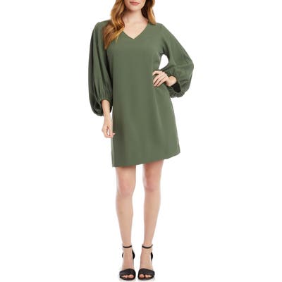 Karen Kane Bishop Sleeve Crepe Shift Dress, Green