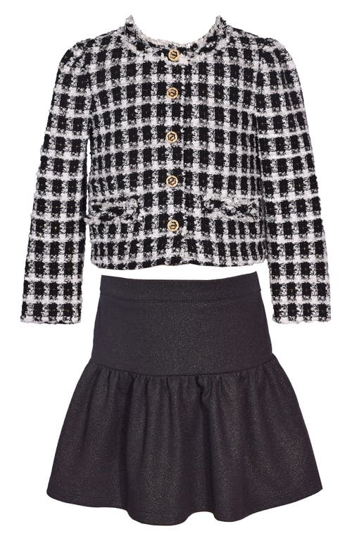 Iris & Ivy Kids' Bouclé Jacket & Skirt Set In Black