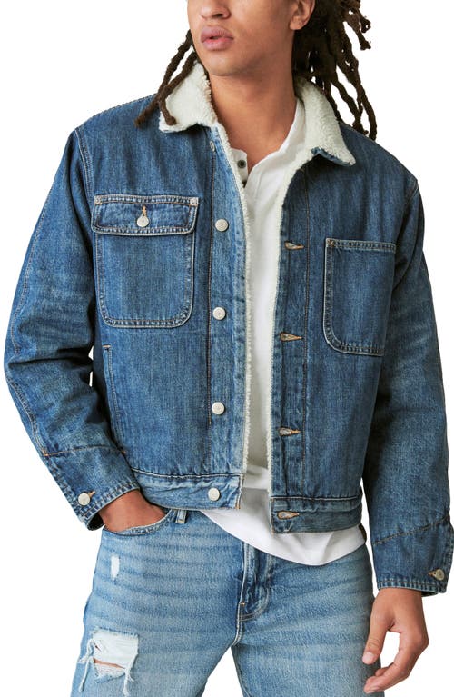 Lucky Brand Faux Shearling Lined Denim Jacket Purcell at Nordstrom,