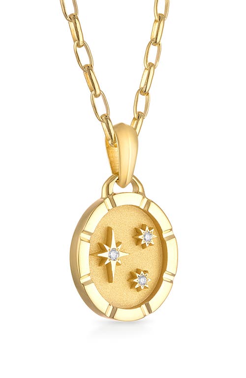 Multi Star Diamond Oval Pendant Necklace in Gold