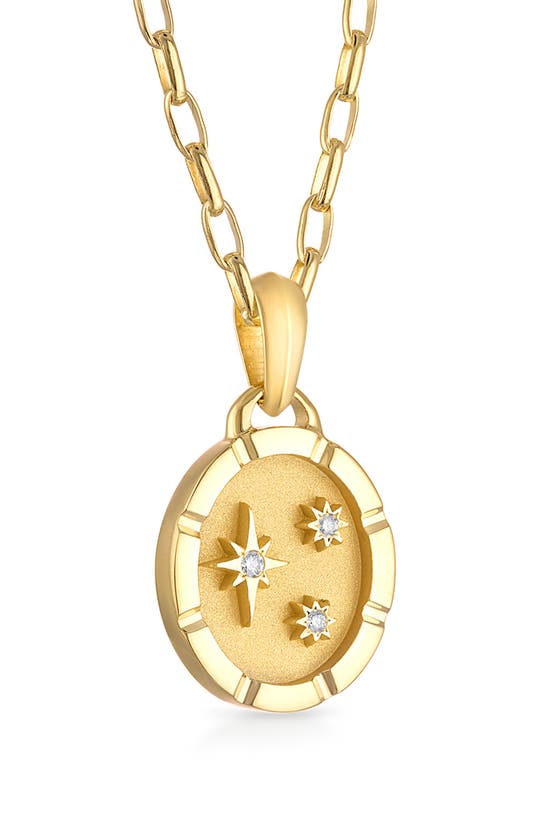 Pamela Zamore Multi Star Diamond Oval Pendant Necklace In Gold
