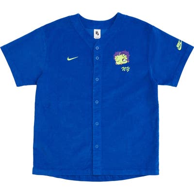 Nike X Olivia Kim Corduroy Baseball Jersey, Blue