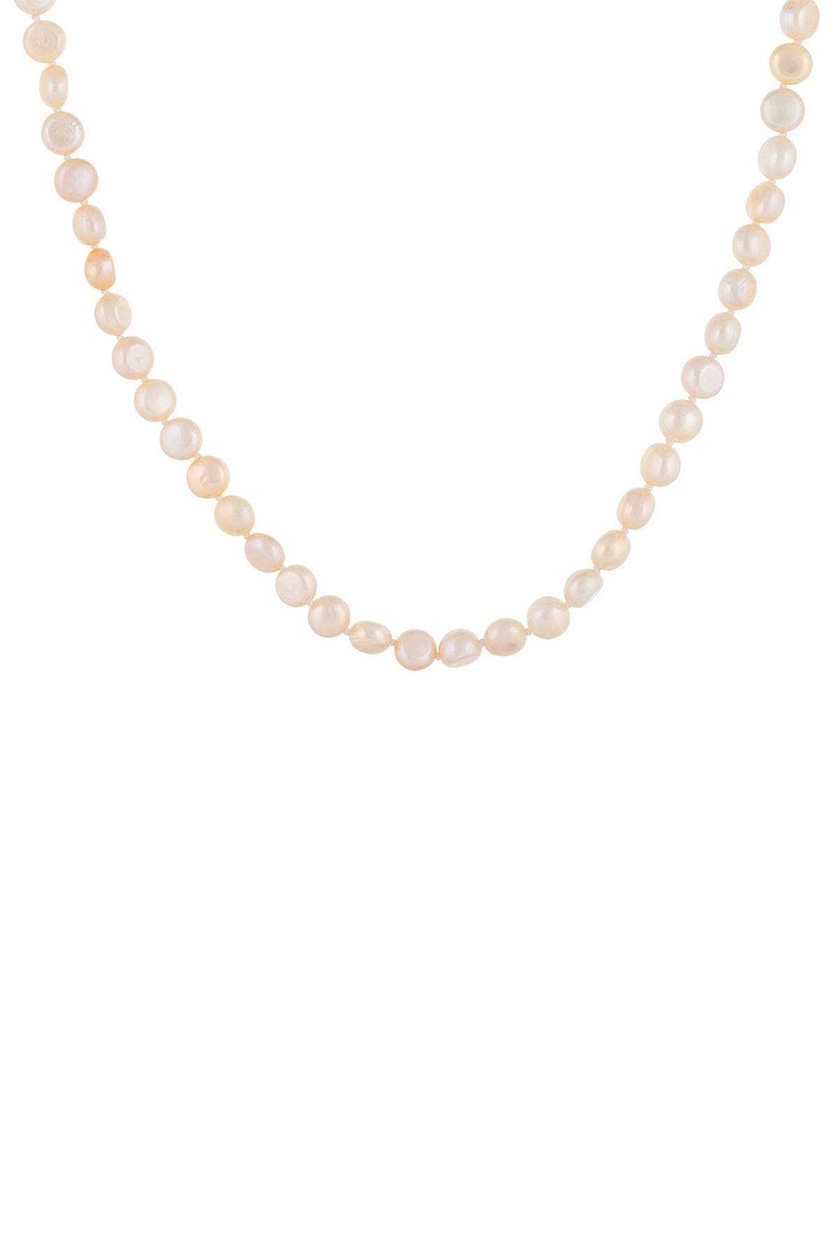 Splendid Pearls Sterling Silver 6-7mm Natural Pink Button Pearl Necklace