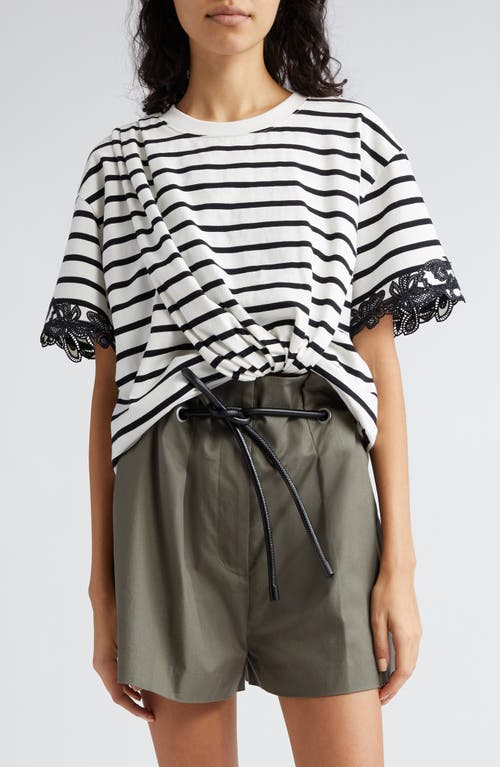 3.1 Phillip Lim Stripe Drape Front T-Shirt White Multi at Nordstrom,