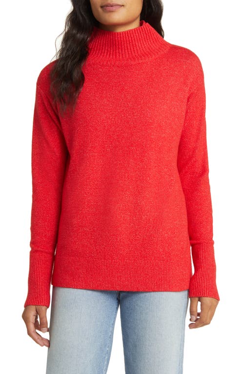 caslon(r) Mock Neck Cotton Blend Sweater in Red Chinoise
