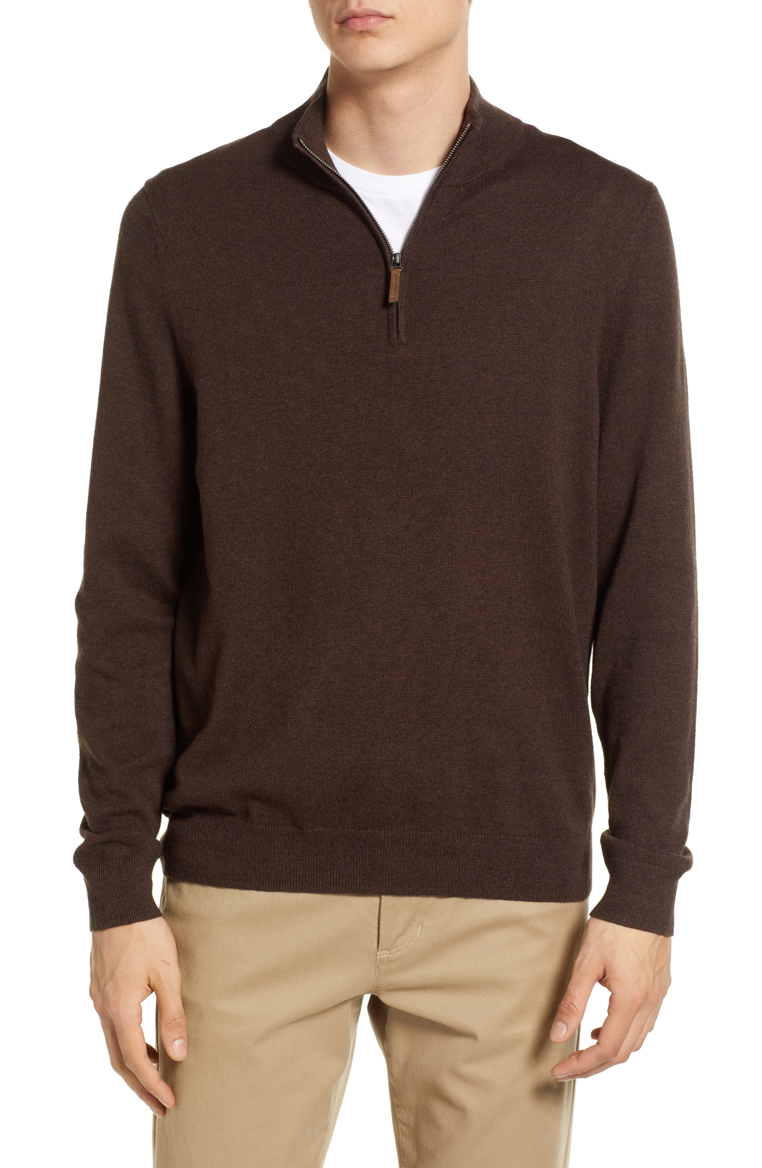 brown half sweater