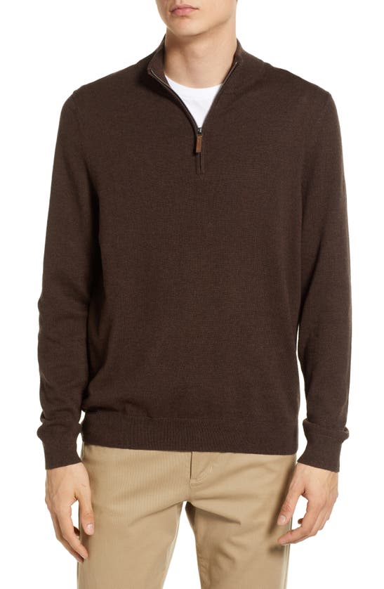 Nordstrom Half Zip Cotton & Cashmere Pullover Sweater In Brown Seal