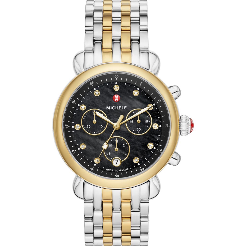 Michele Csx Two-tone Diamond Bracelet Watch, 39mm In Gold