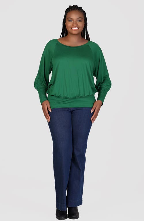 24seven Comfort Apparel Long Sleeve Jersey Top In Green