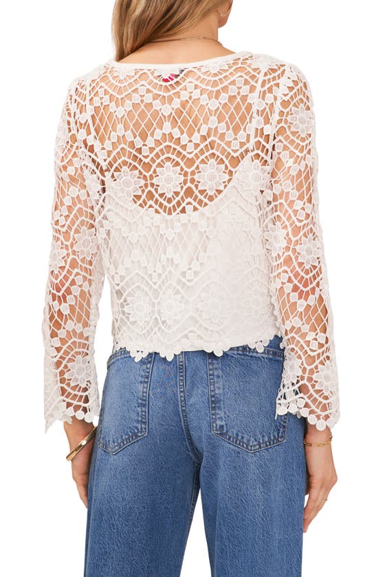 Shop Vince Camuto Open Stitch Lace Top In Ultra White