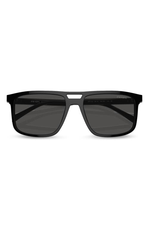 56mm Rectangular Sunglasses in Black/Grey