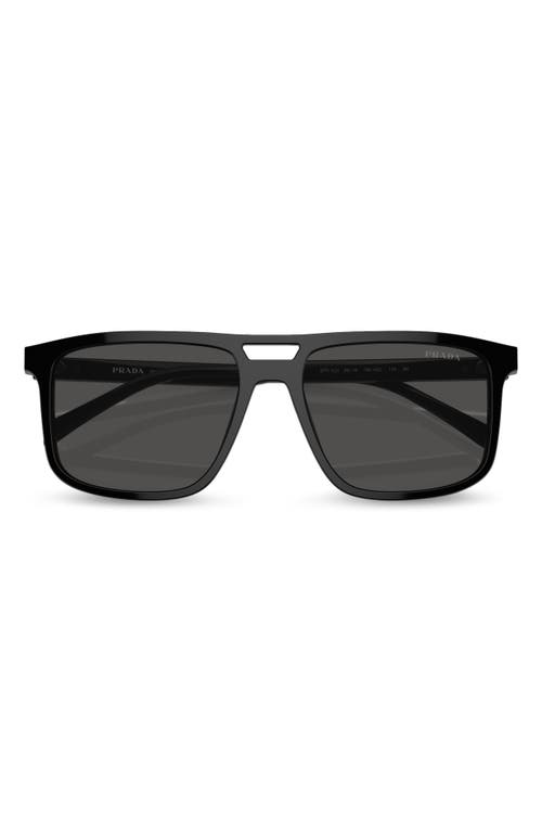 Prada 56mm Rectangular Sunglasses In Black/grey