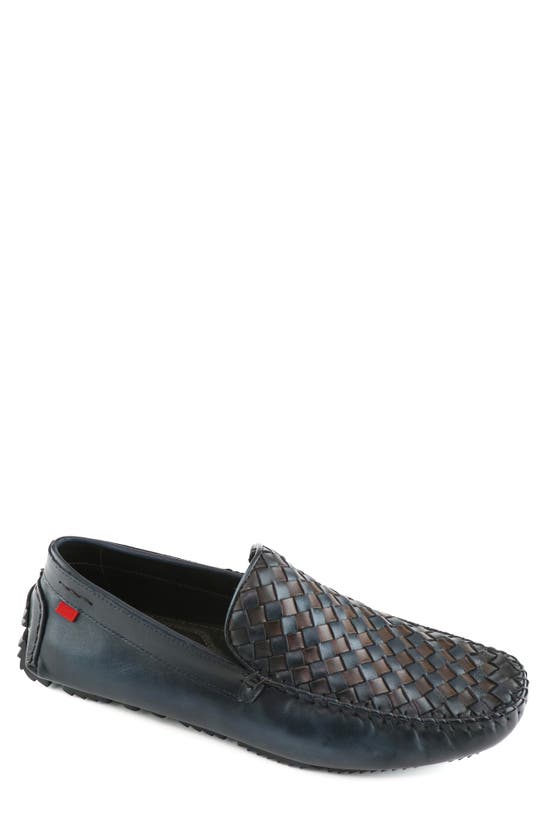 Marc Joseph New York Nolan Ave Driving Shoe In Navy/ Brown Basket Napa