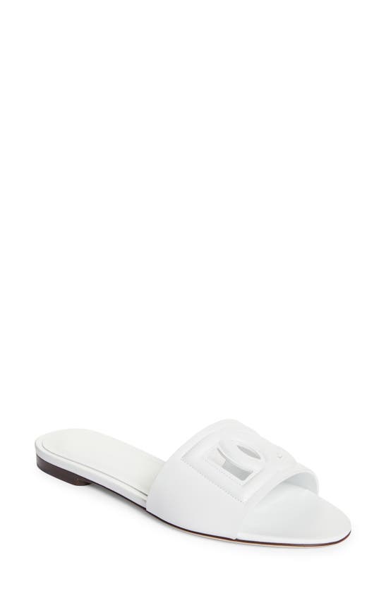 Shop Dolce & Gabbana Dolce&gabbana Bianca Interlock Slide Sandal In White