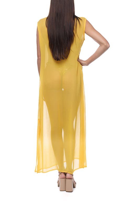 Ranee's Ranees Embellished Sheer Cover-up Dress In Yellow