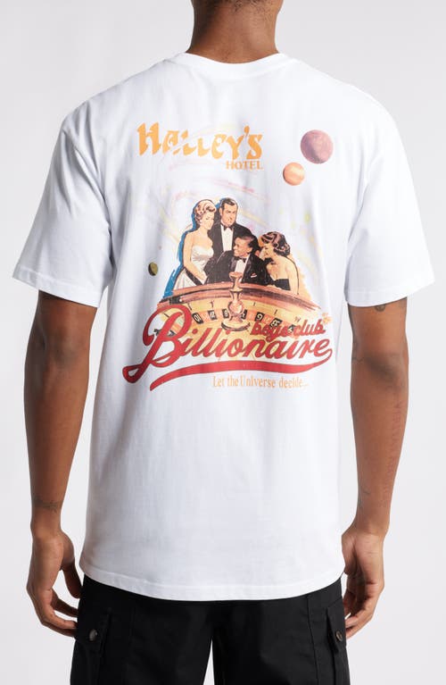 Shop Billionaire Boys Club Halley's Hotel Cotton Graphic T-shirt In Bleach White