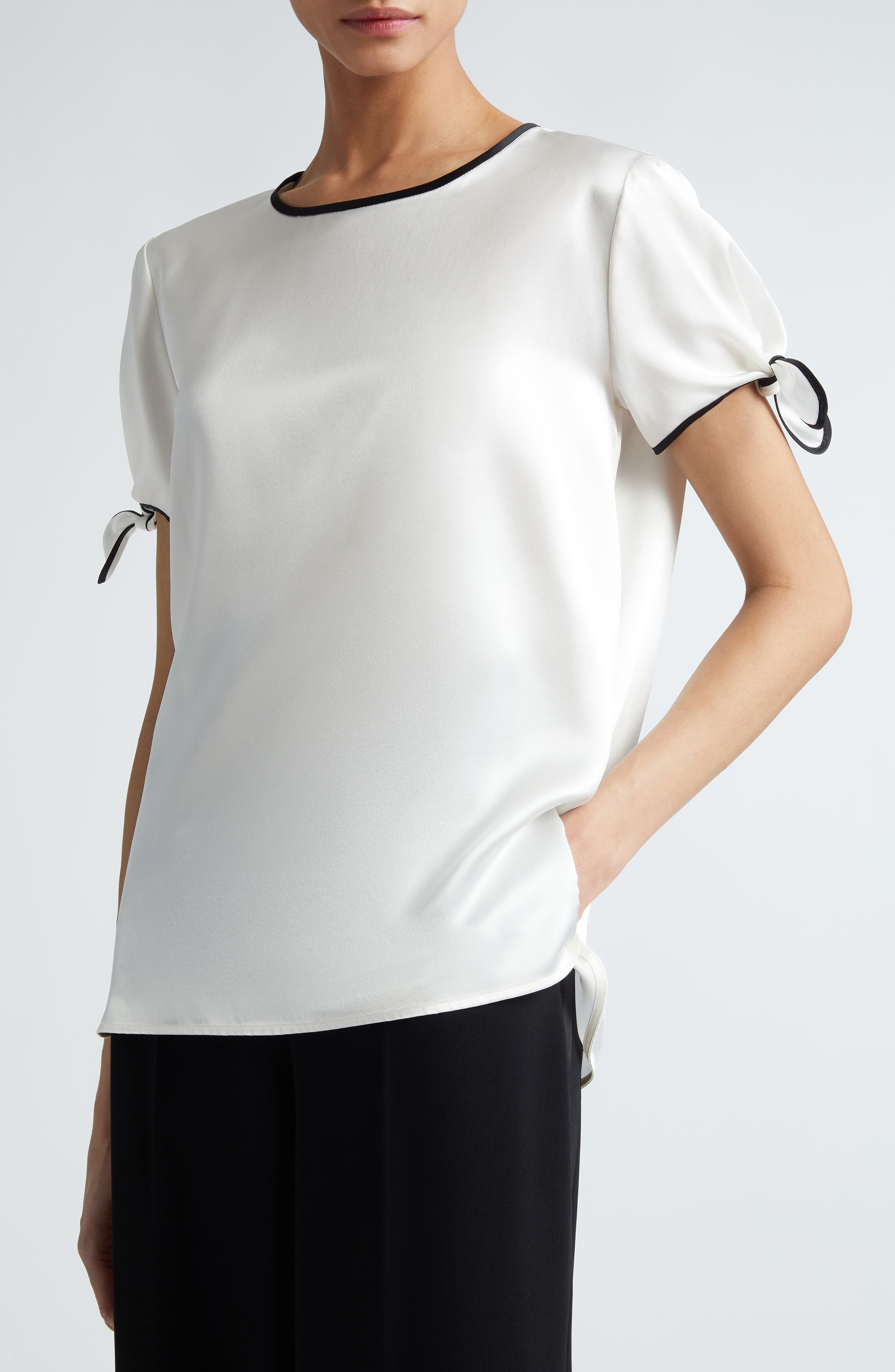 Victoria Beckham boat-neck puff-sleeved blouse - Grey