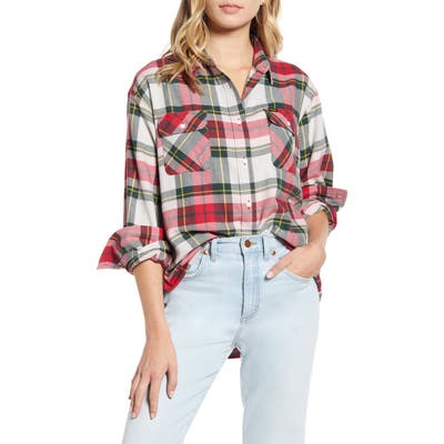Wrangler New Boyfriend Flannel Shirt, Red