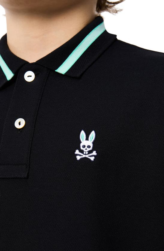 Shop Psycho Bunny Kids' Irving Cotton Piqué Knit Polo In Black