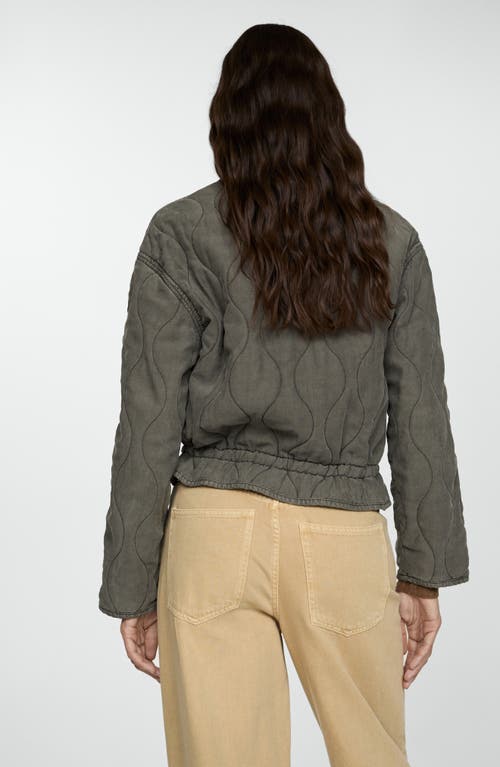 Mango Quilted Pucker Jacket Grey In Grey