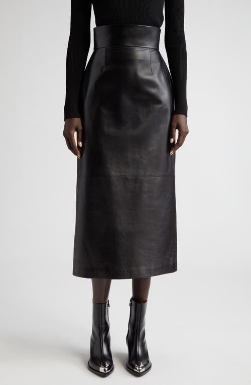 Bustier Leather Midi Skirt in 1000 Black