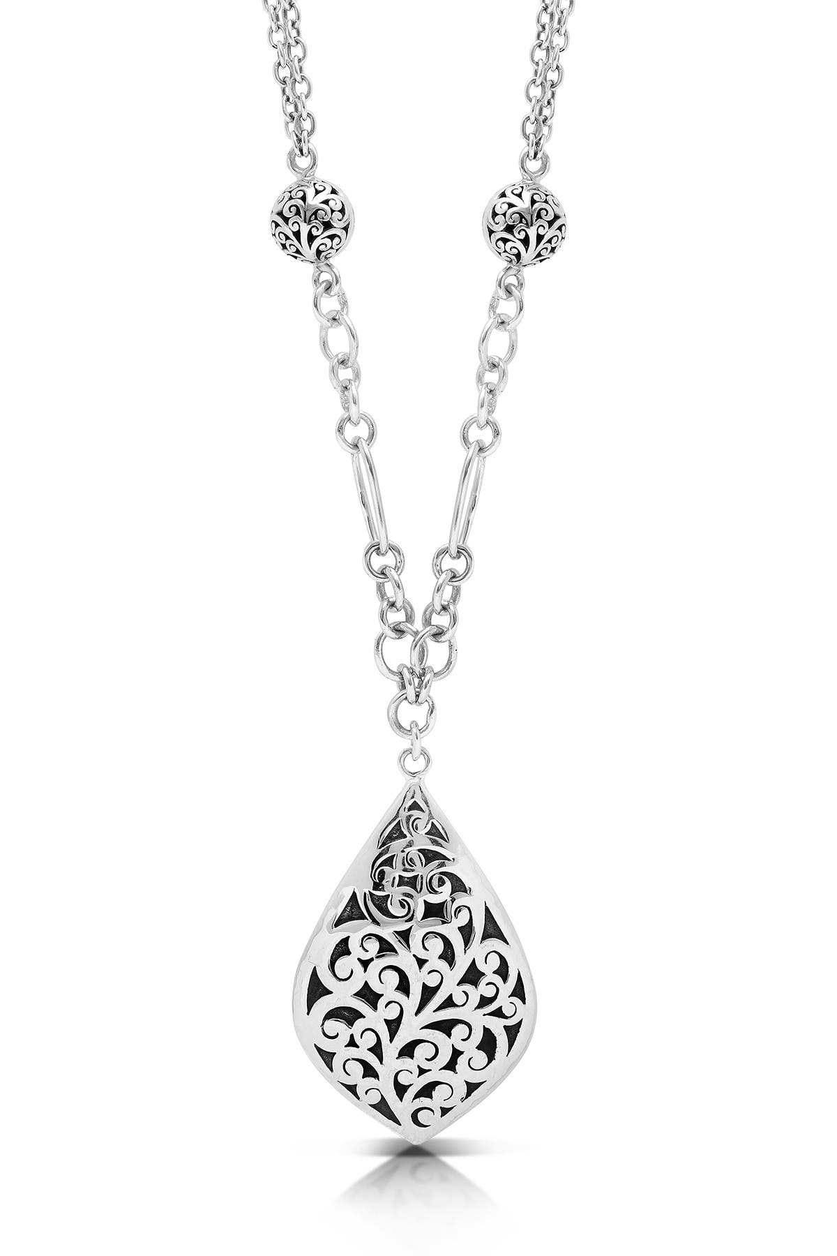 Lois Hill Sterling Silver Drop Marquise Pendant Necklace