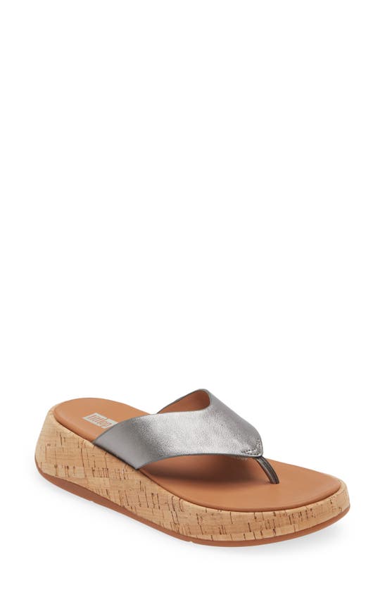 Shop Fitflop F-mode Toe Post Flip Flop In Classic Pewter Mix