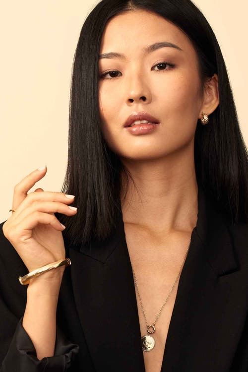 Oradina 14k Yellow Gold Cobra Hoops In Yellow Gold