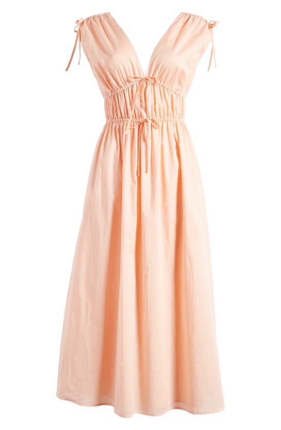 Shop Charles Henry Gathered Sleeveless Midi Dress In Peach