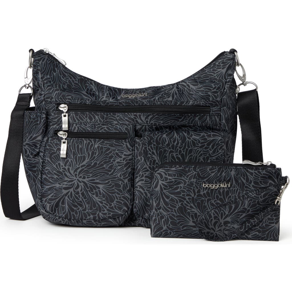 Baggallini Women's Modern Everywhere Hobo Crossbody Bag With Wristlet In Midnight Blossom