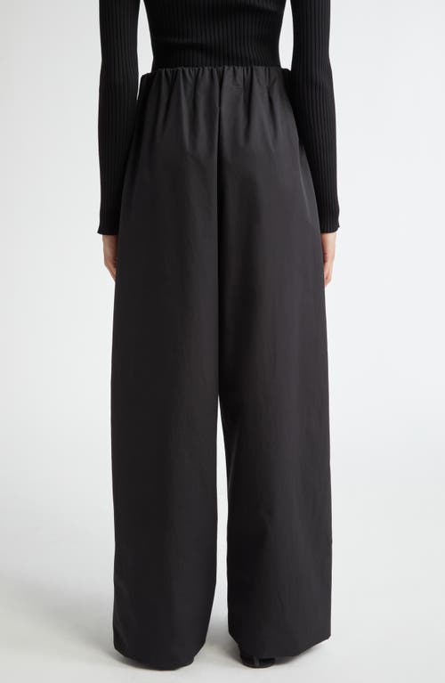 Shop Fforme Dayne Oversize Satin Pull-on Pants In Black