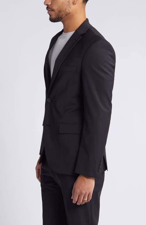 Open Edit Solid Extra Trim Wool Blend Sport Coat In Black