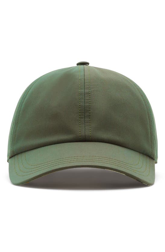 Burberry Check Lined Cotton Twill Baseball Cap In Antique Green