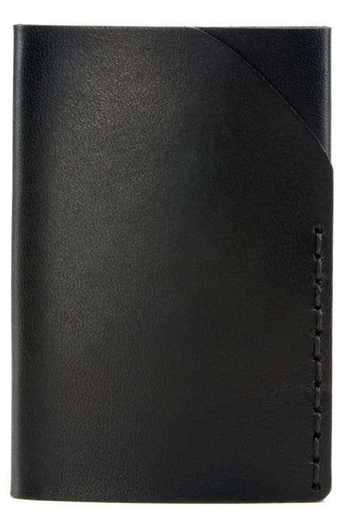 Ezra Arthur No. 2 Leather Card Case in Jet Black