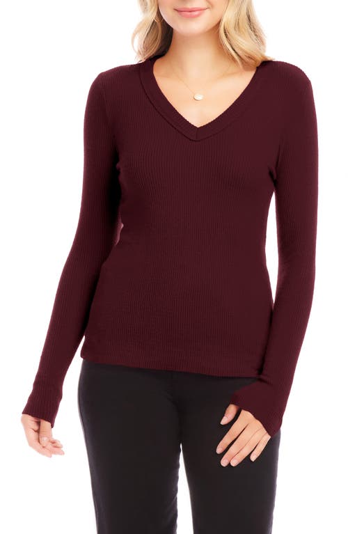 Shop Karen Kane V-neck Brushed Rib Top In Wine