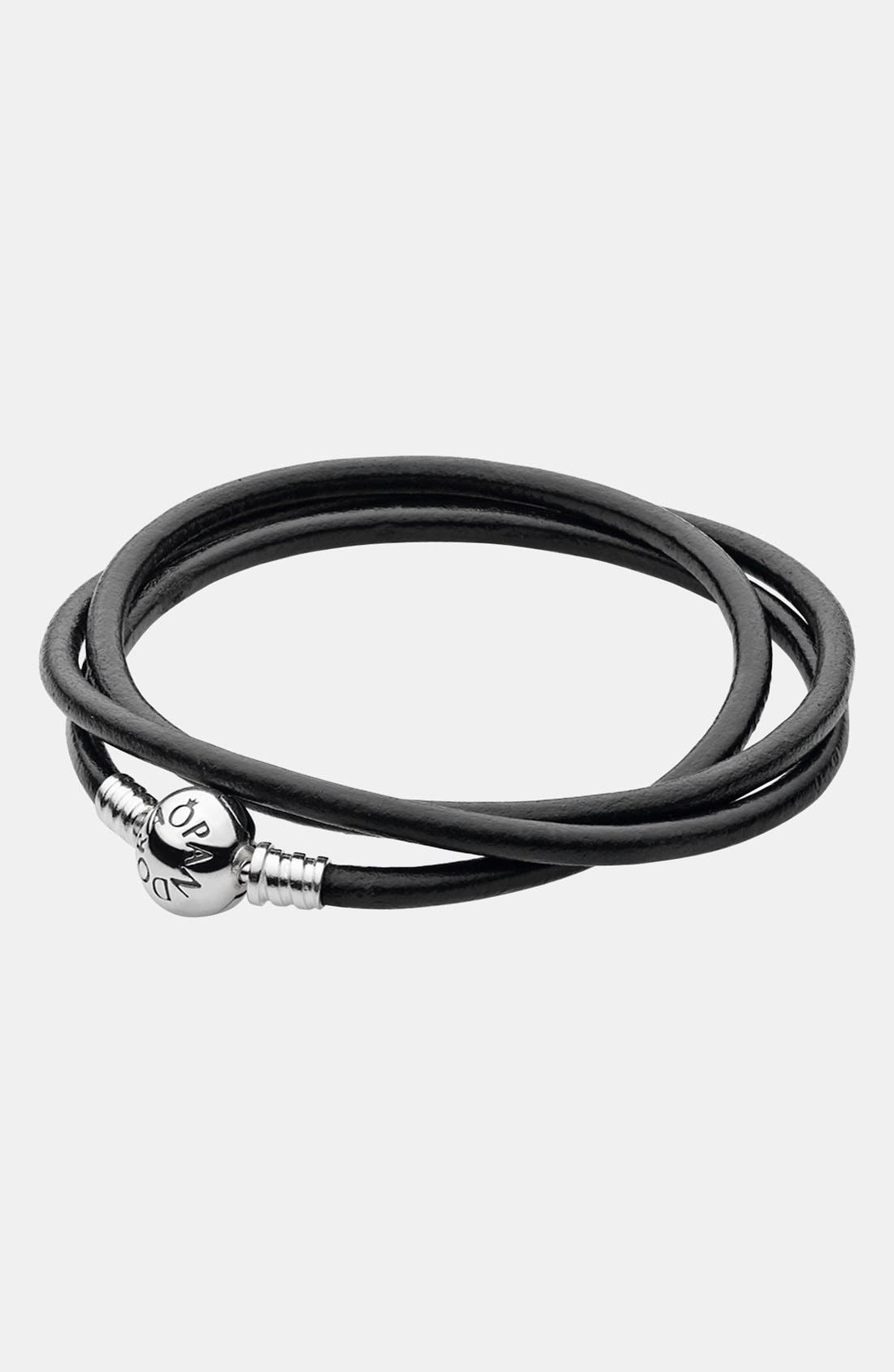 PANDORA Leather Wrap Charm Bracelet Nordstrom