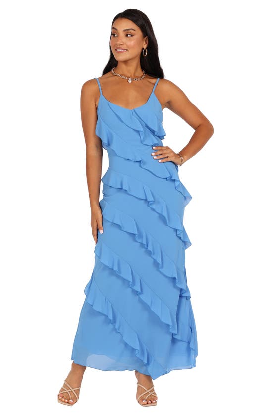 Petal And Pup Petal & Pup Ciao Ruffle Chiffon Gown In Blue
