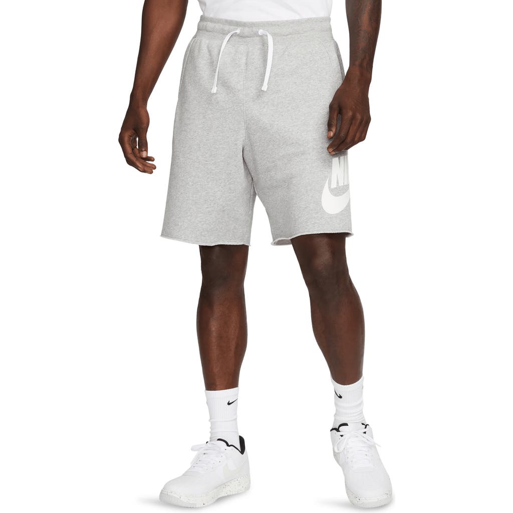 Nike Club Alumni Sweat Shorts In Dark Grey Heather/white