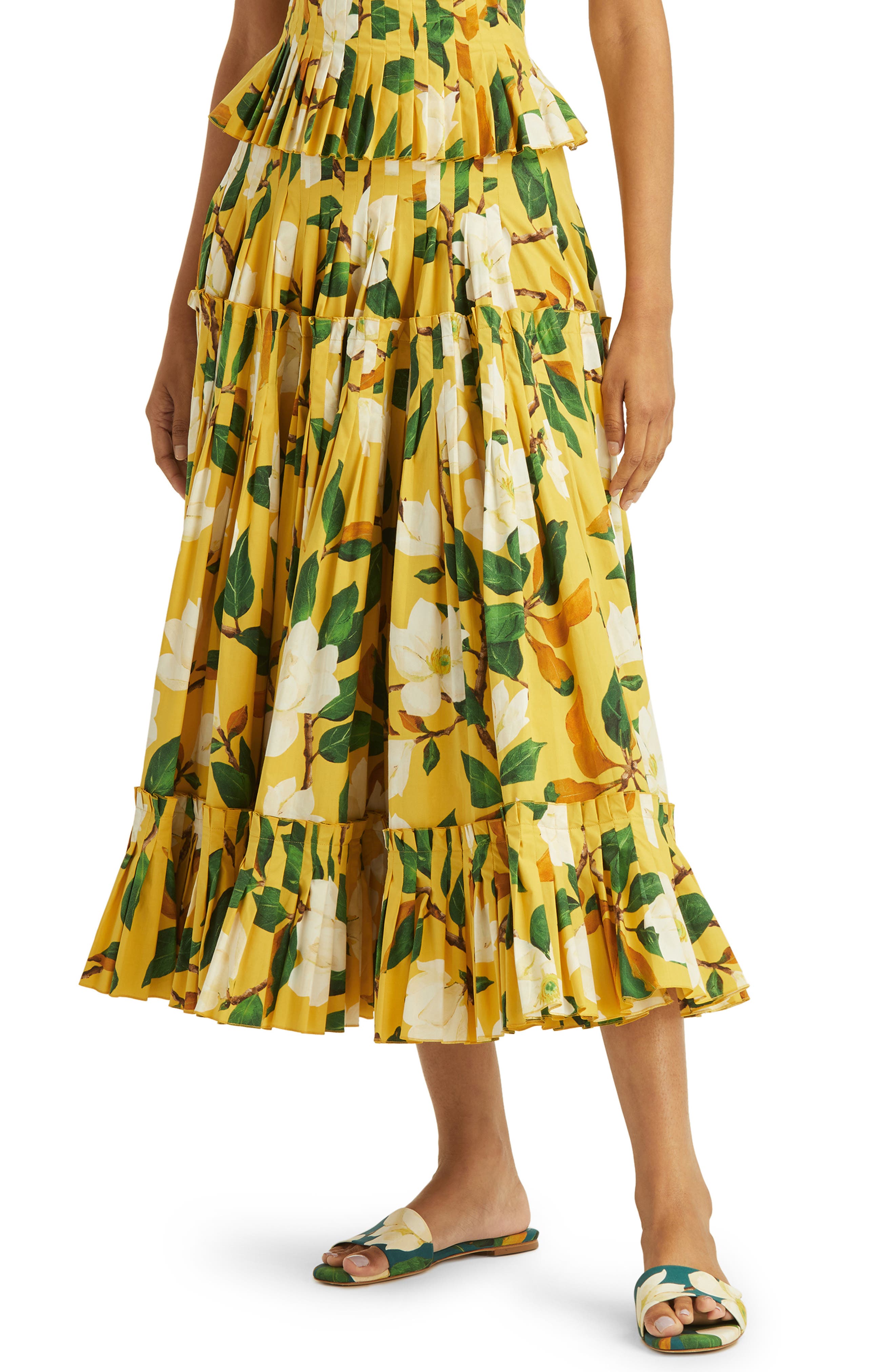 Oscar de la Renta Magnolia Floral Print 