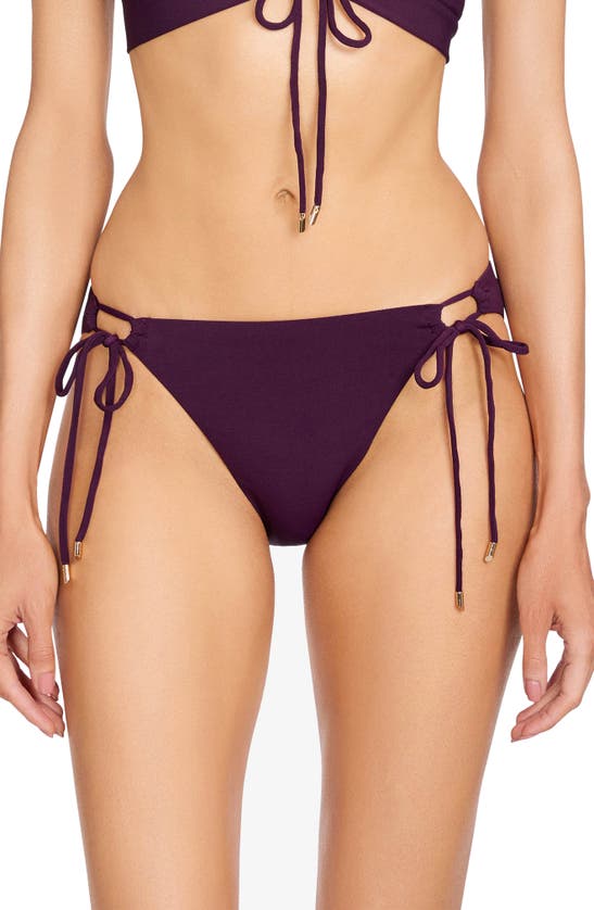 Robin Piccone Aubrey Side Tie Bikini Bottoms In Plum