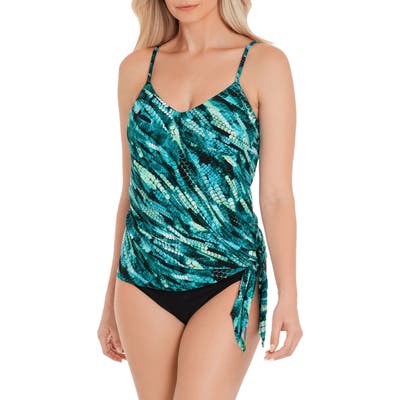 Magicsuit Aquarius Alex Side Tie Underwire Tankini Top, Blue/green